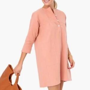 Pomander Place Tuckernuck Fallon Dress in Salmon Linen Blend Size Large